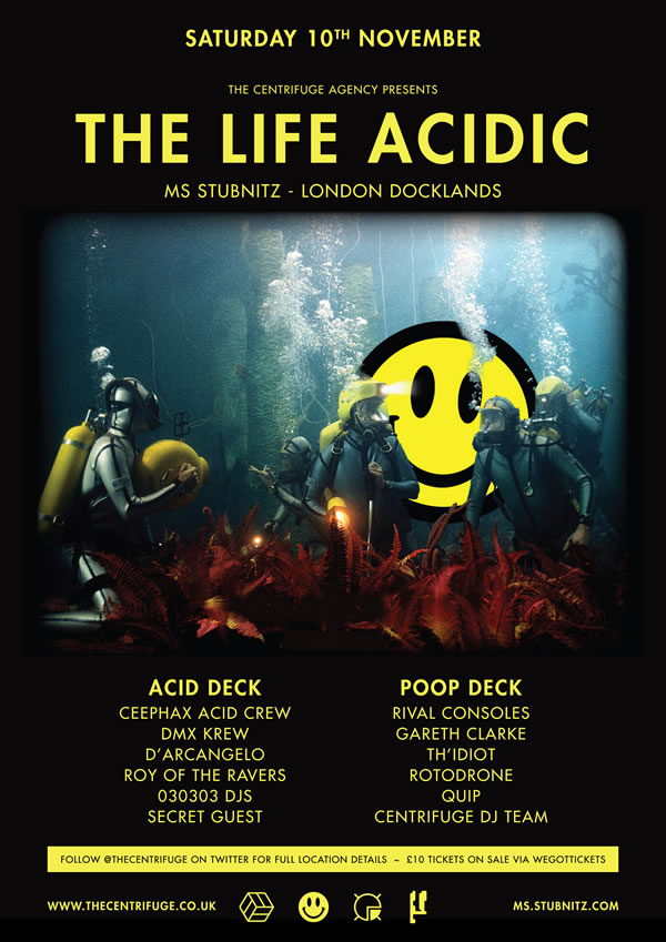 [LDN] 10/11/12 “The Life Acidic” @ MS Stubnitz with CEEPHAX, DMX KREW, D’ARCANGELO, ROY OF THE RAVERS, 030303 ++